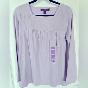 12.-A Gloria Vanderbilt lavender boho peasant blouse NWT 42.00